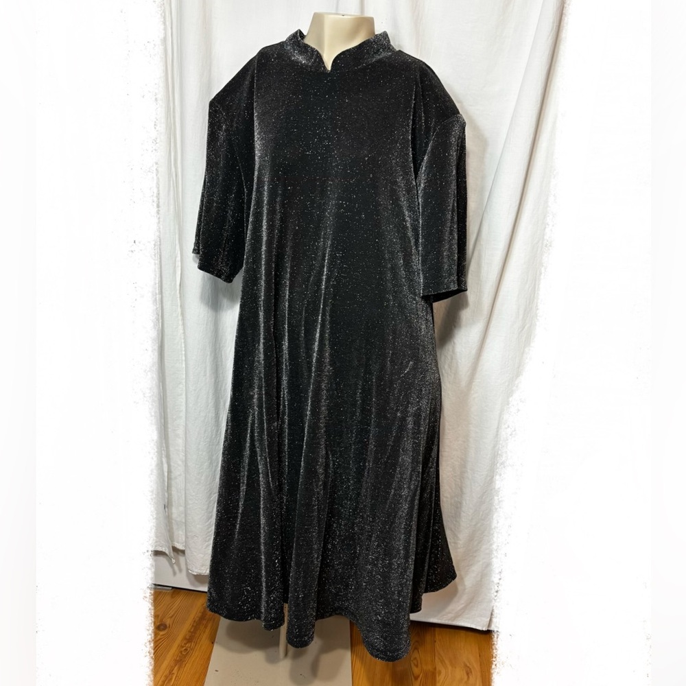 Silhouettes vintage 90s women’s sparkle dress black silver  size 26 W